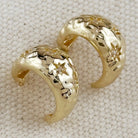 Gold Hammered Crescent Moon Earrings