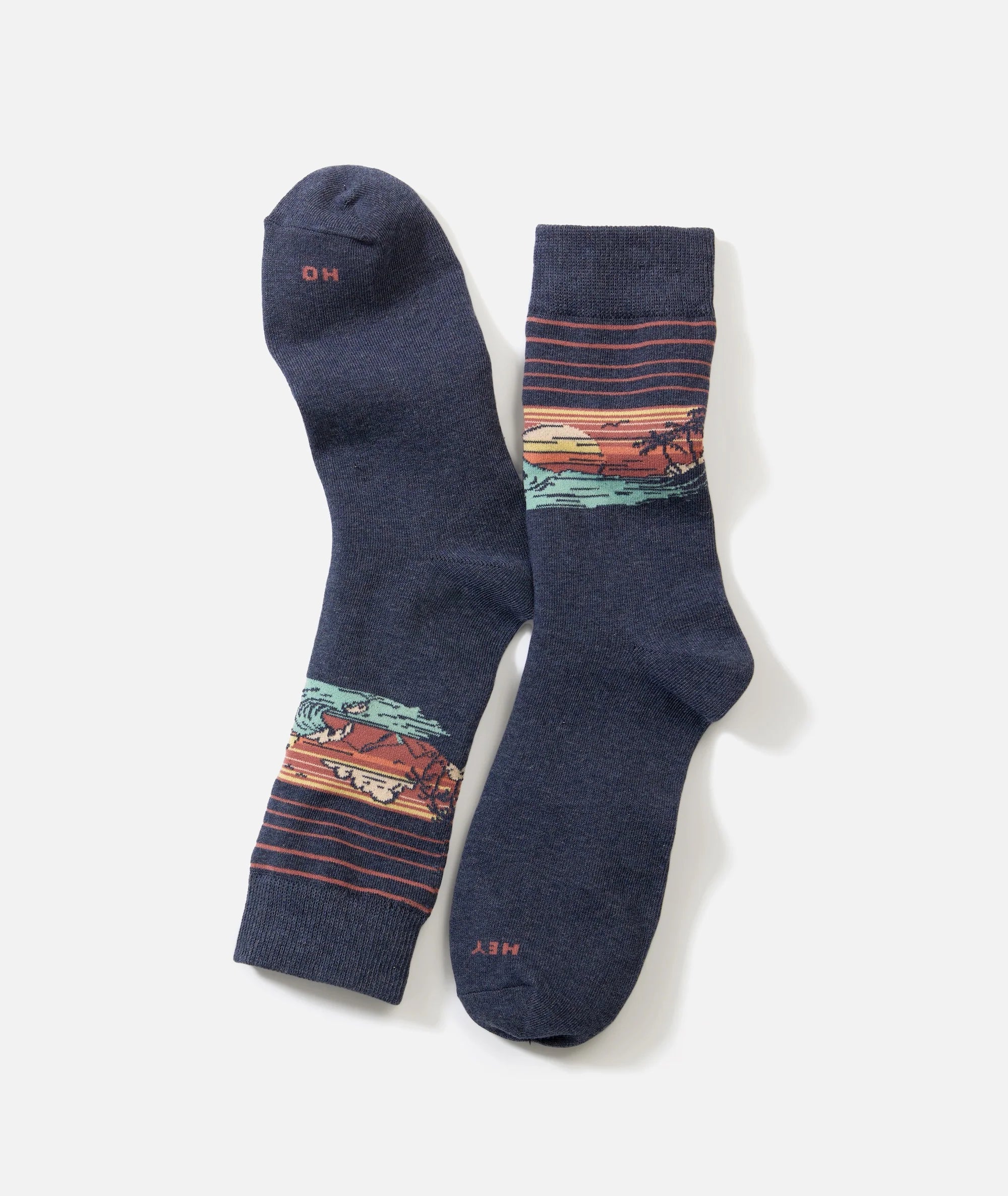 Men's Navy Landscape Crew Socks