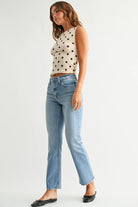 light blue bootcut slim leg jeans