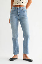 light blue bootcut slim leg jeans