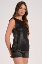 Black Metallic Sweater Tank