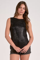Black Metallic Sweater Tank