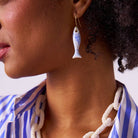 Rose & Lee Co Danielle Fish Earrings, Blue + White Earrings