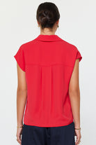 Red Short Sleeve Work Blouse