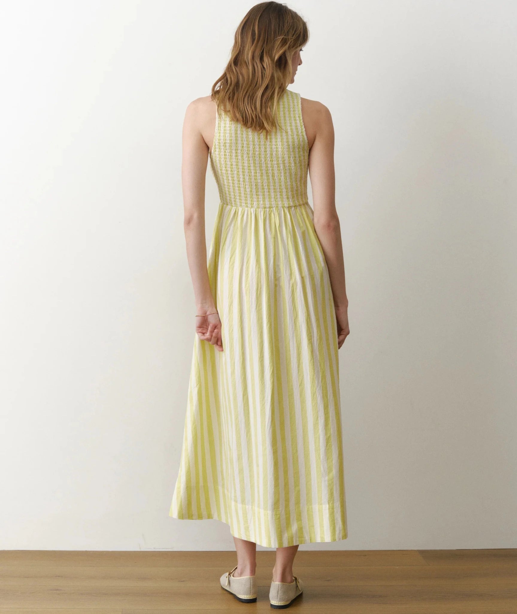 Rose & Lee Co Darcy Dress, Lime Stripe by Marine Layer Casual Dresses
