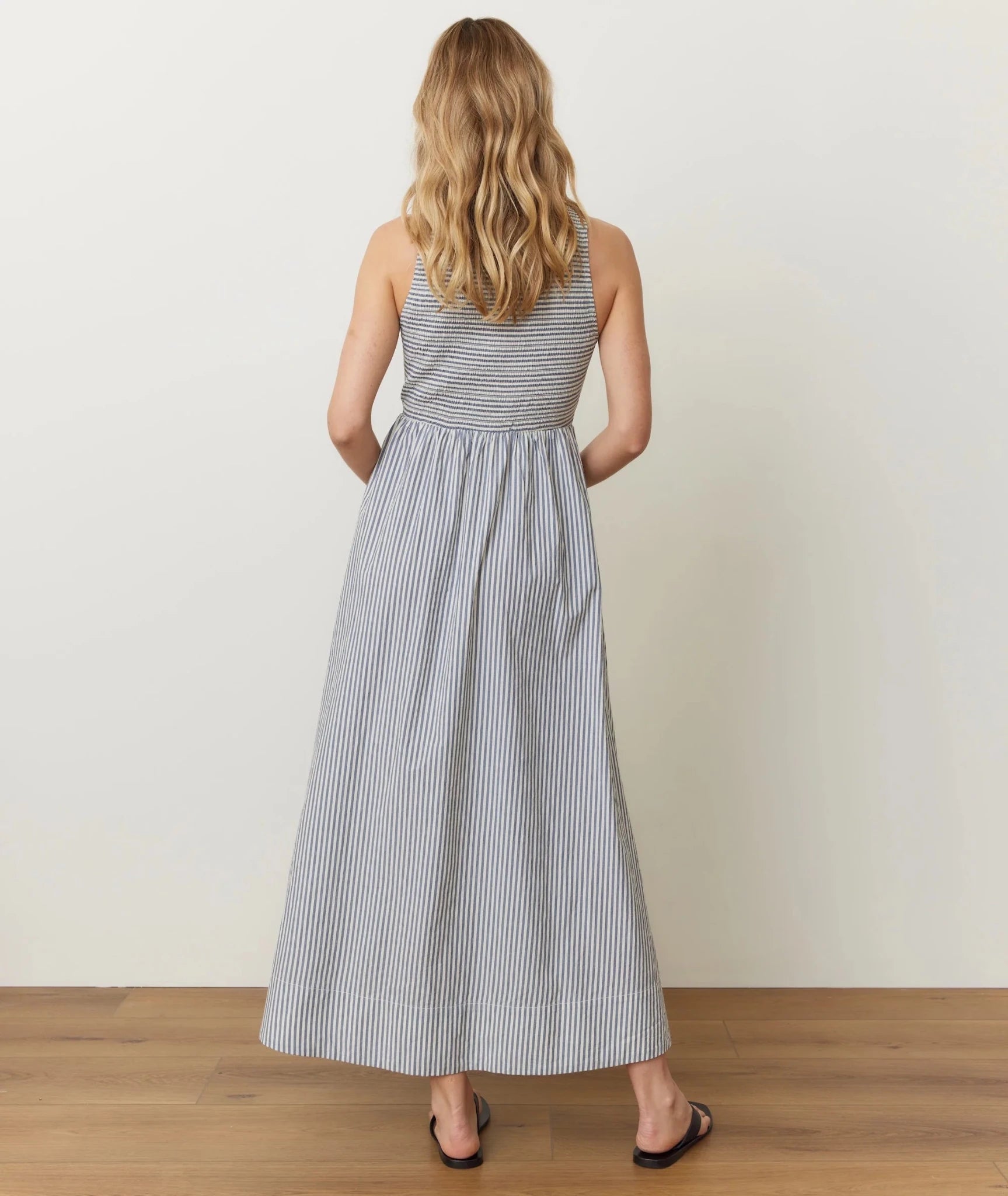 Rose & Lee Co Darcy Dress, Navy Stripe by Marine Layer Casual Dresses