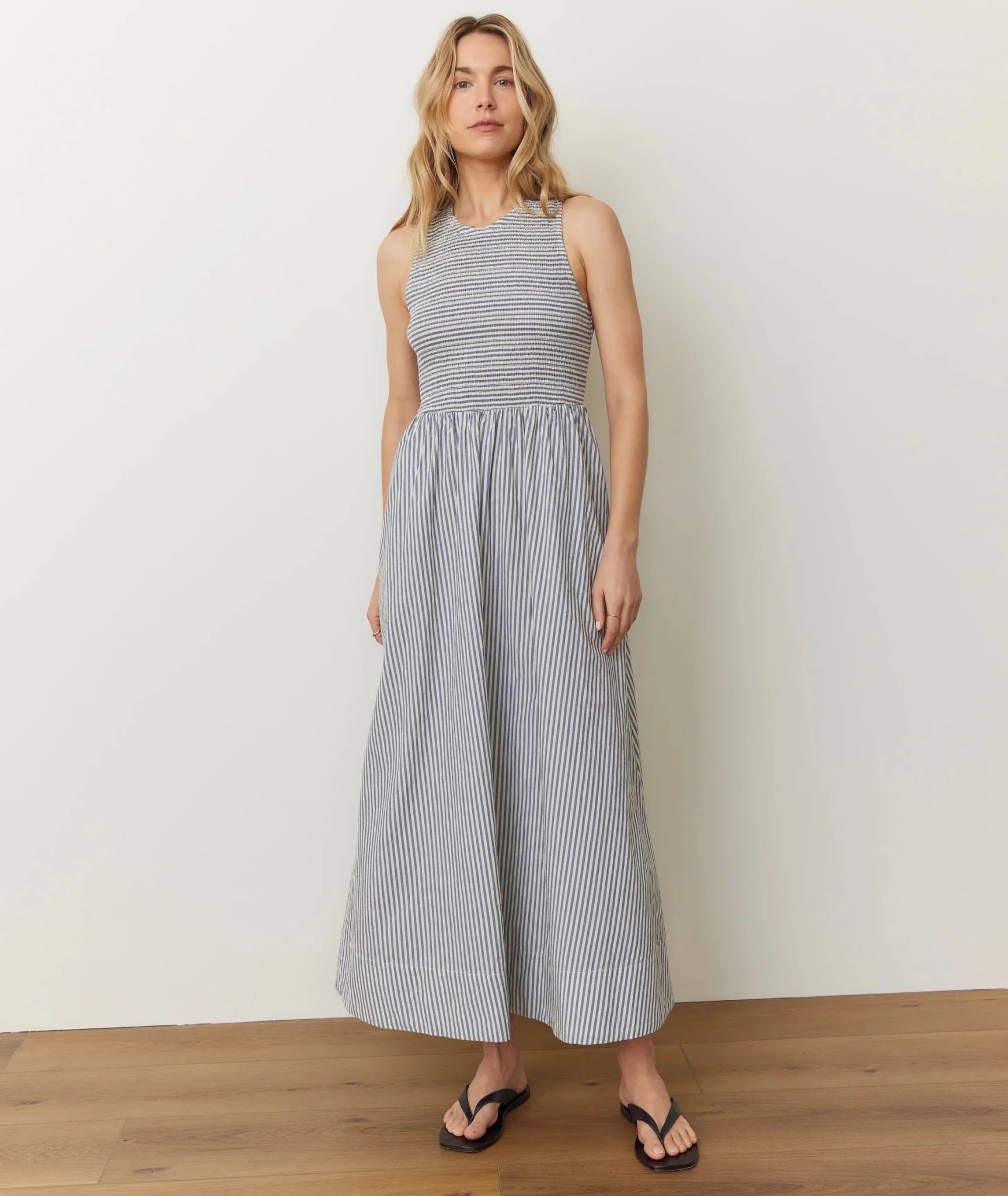 Rose & Lee Co Darcy Dress, Navy Stripe by Marine Layer Casual Dresses