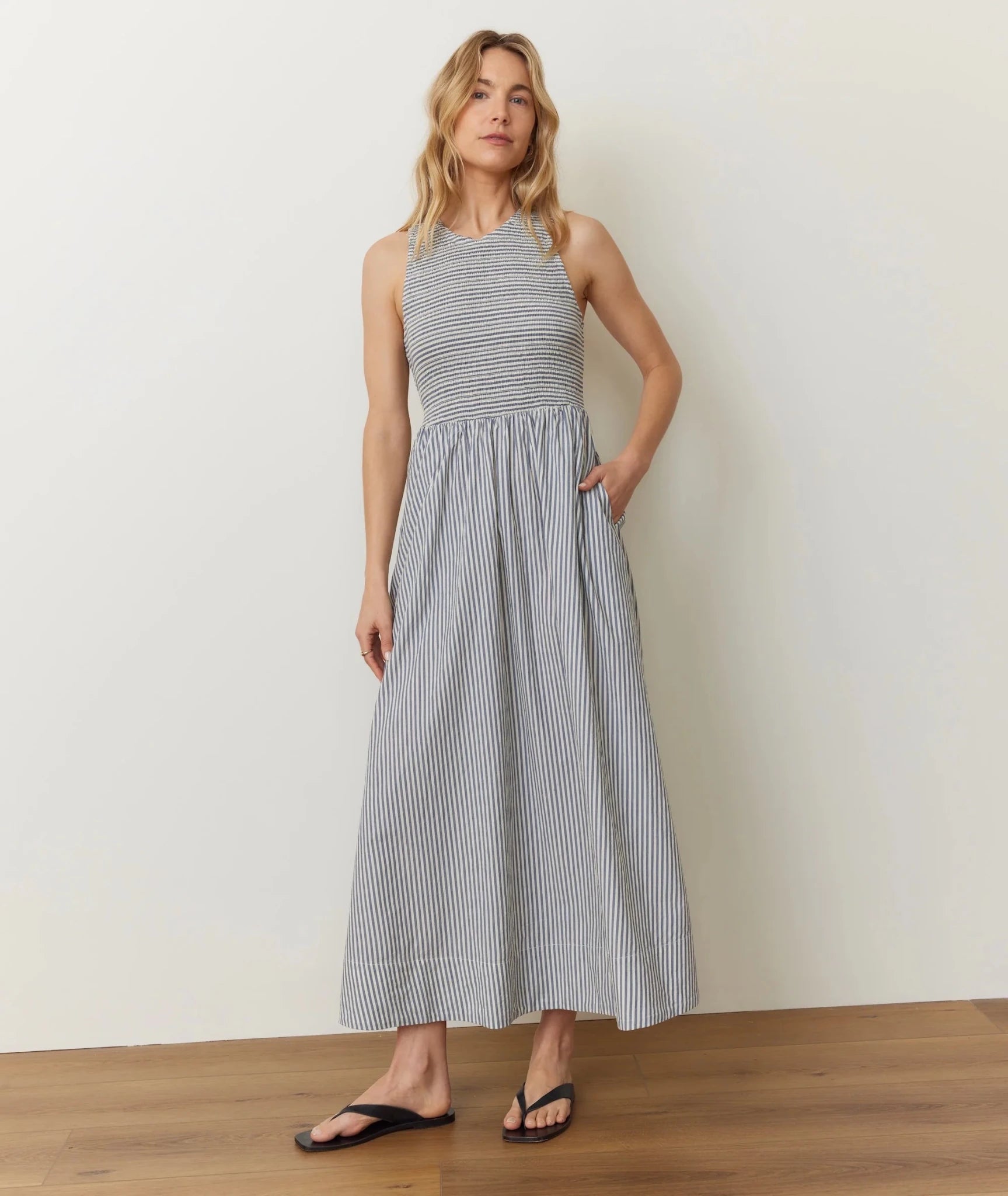 Rose & Lee Co Darcy Dress, Navy Stripe by Marine Layer Casual Dresses