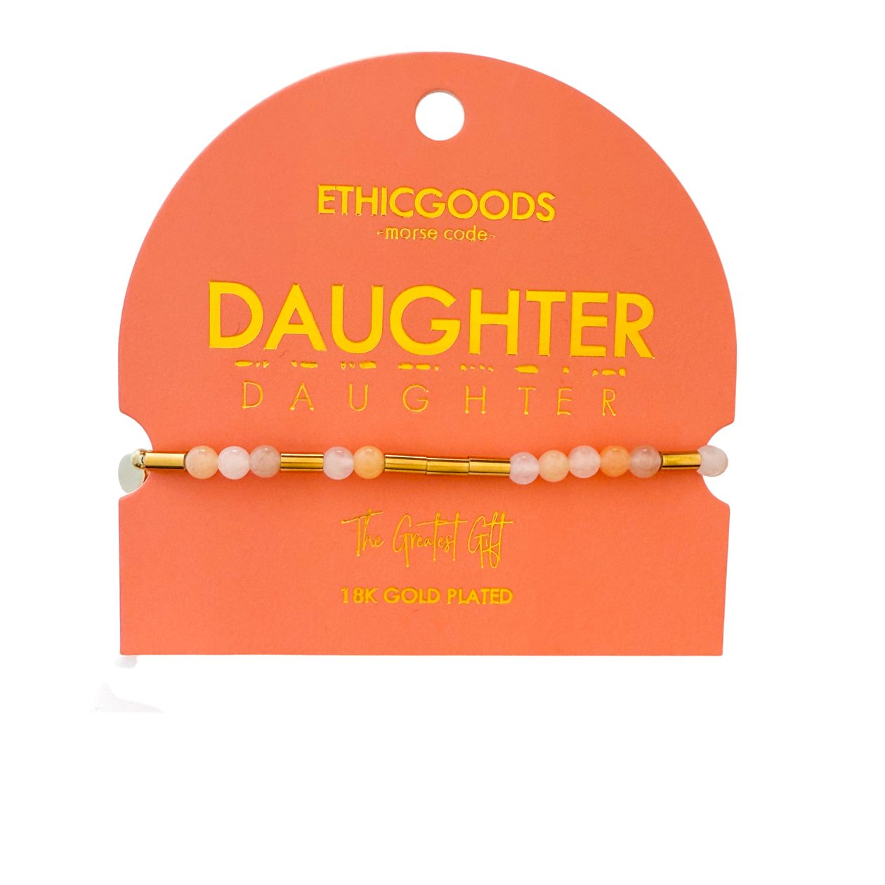 Daughter Morse Code Pearl & Stone Beaded Bracelet