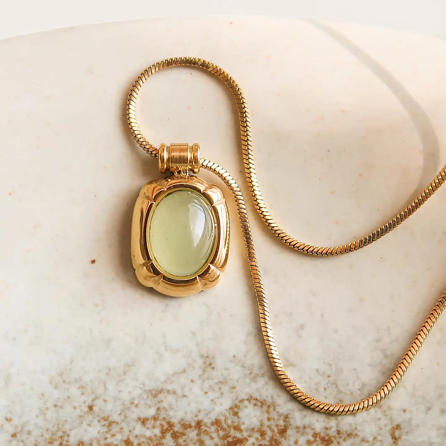 Rose & Lee Co Dax Green Stone Necklace, 18k Gold Necklaces