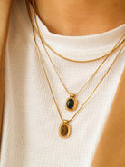 Rose & Lee Co Dax Black Stone Necklace, 18k Gold Necklaces