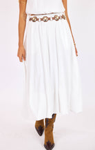 White Midi Length Bubble Skirt