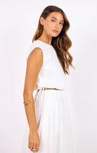 White Round Neck Bubble Tank