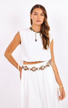 White Round Neck Bubble Tank