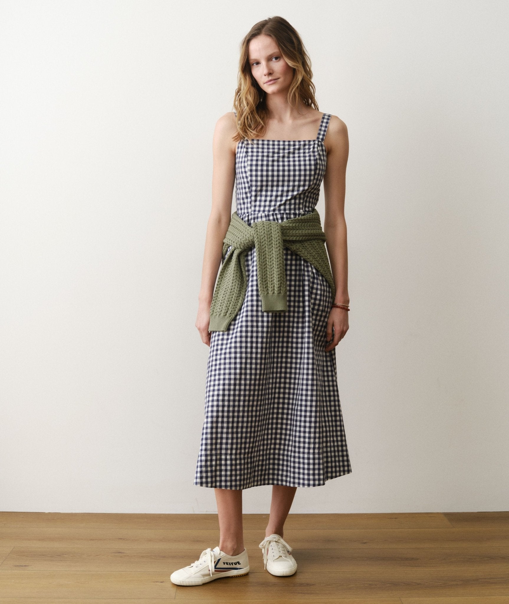 Rose & Lee Co Demi Dress, Navy Gingham by Marine Layer Casual Dresses