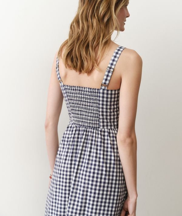 Rose & Lee Co Demi Dress, Navy Gingham by Marine Layer Casual Dresses