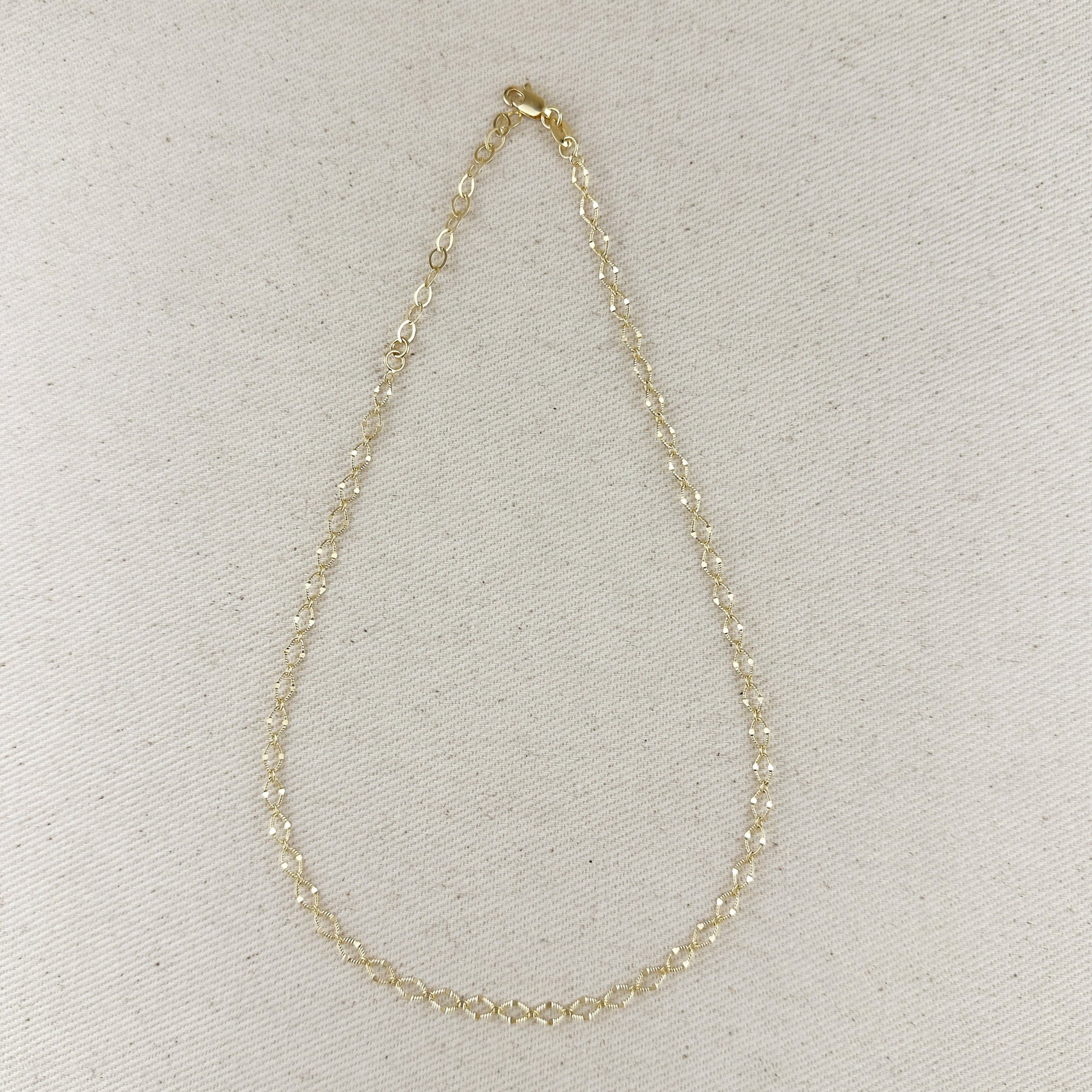 18k Gold Filled Diamond Cut Detailed Chain Necklace
