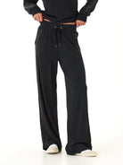 Black Fleece Pants with Satin Trim