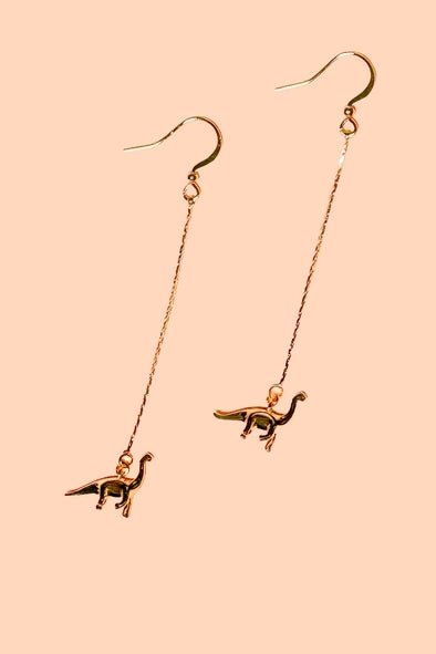 Rose & Lee Co Dino - Mite Brontosaurus Earrings, 18K Gold Plated Earrings