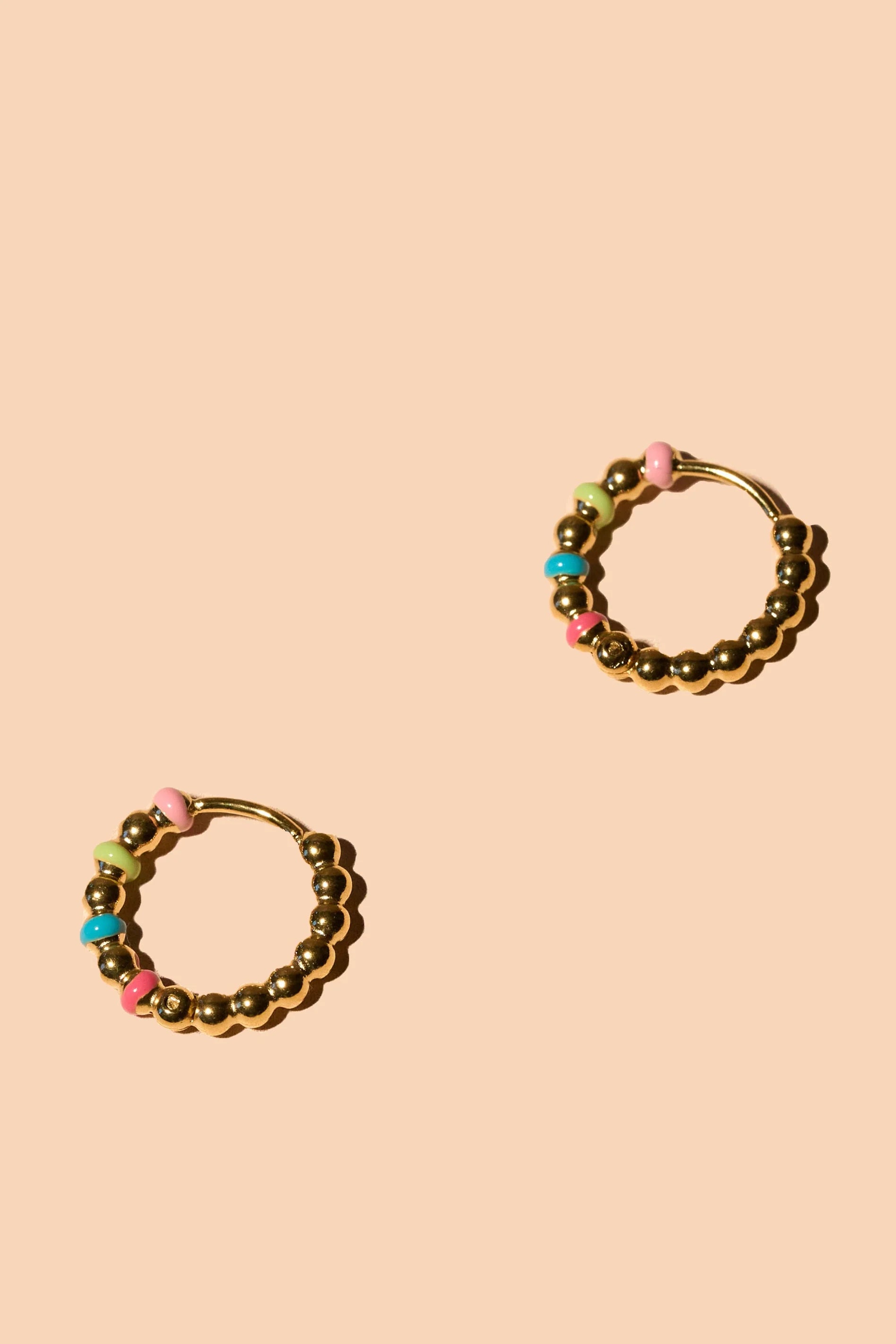 Colorful Gold Huggie Hoops