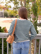 Rose & Lee Co Dover Cardigan, Grey/Pine Stripe Cardigan