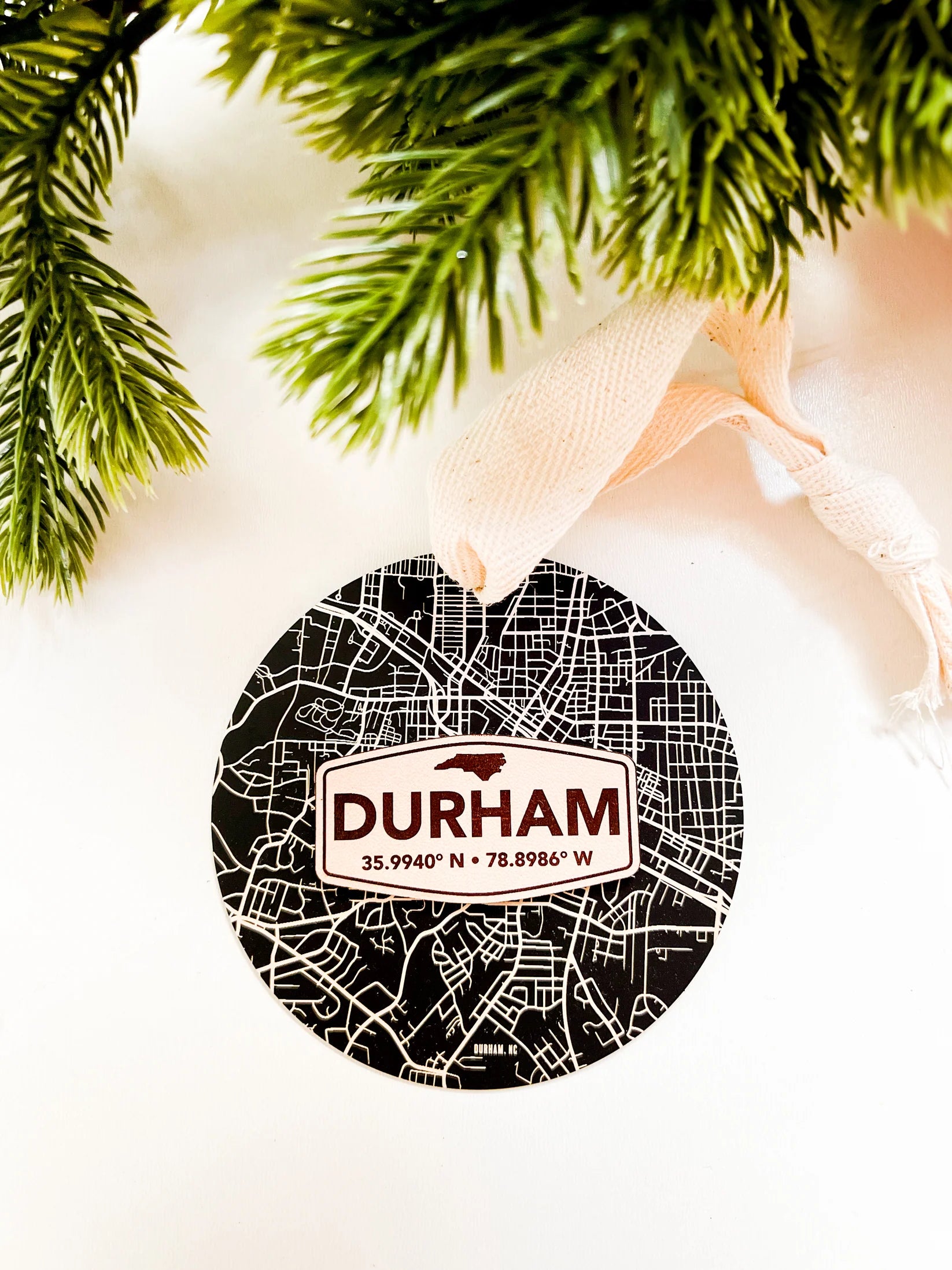 Durham NC Black Metal Ornament