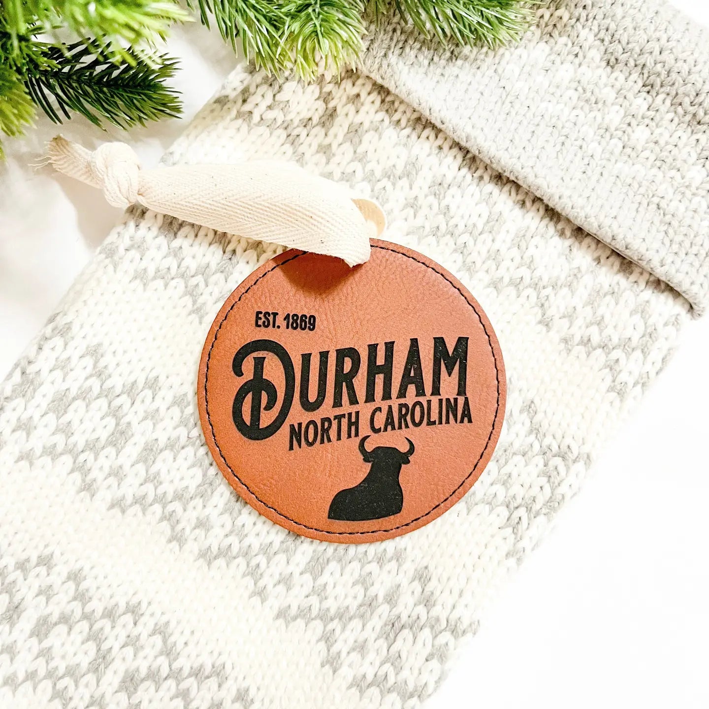 Durham NC Bulls Leather Ornament