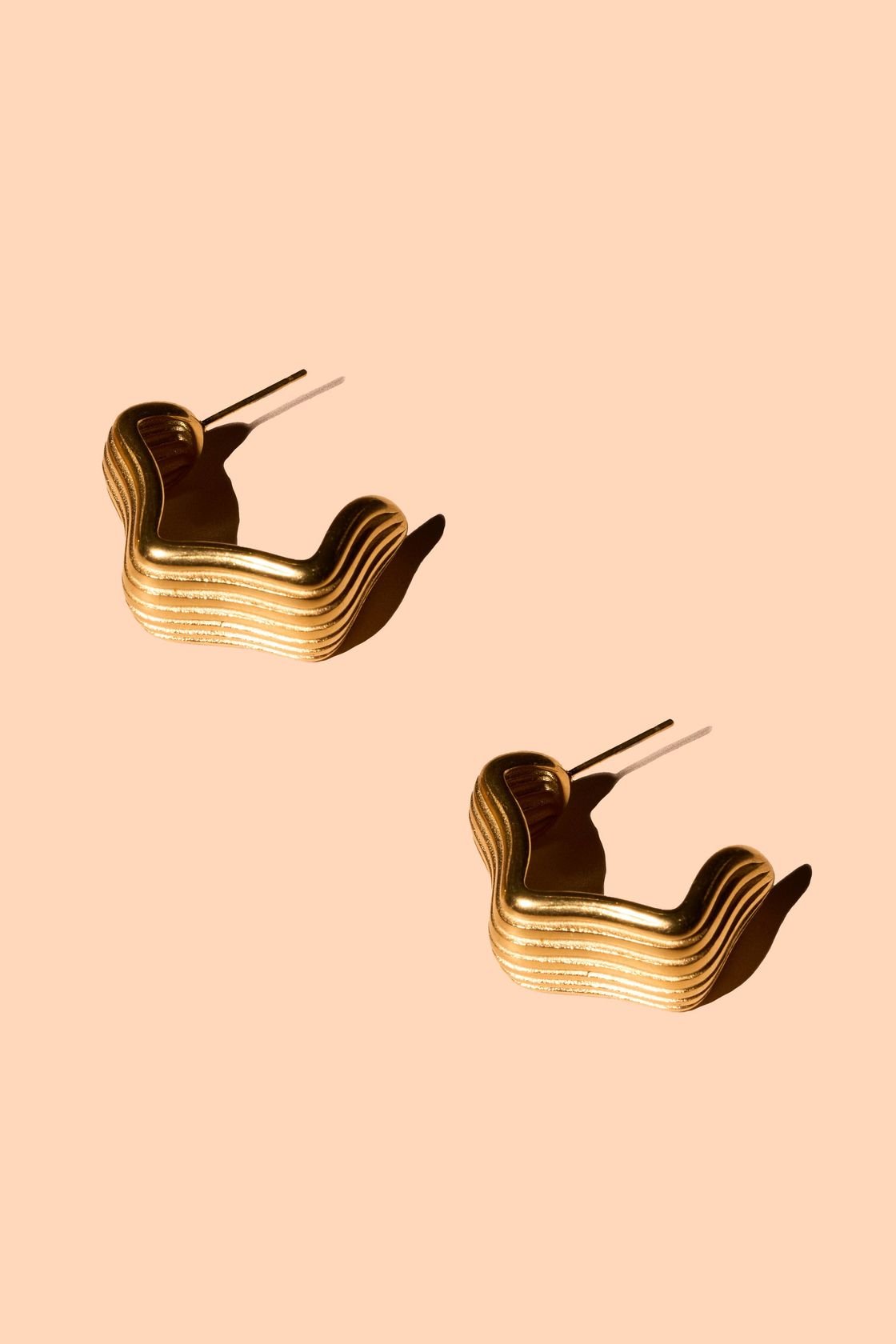 Rose & Lee Co Echo Hoops, 18k Gold Plated Earrings