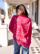 Hot Pink Lightweight Top with Gold Writing on the Back