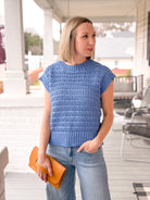 Rose & Lee Co Diana Top, Blue short sleeve