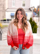 red ombre lightweight cardigan