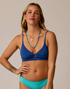 Navy Front Twist Bikini Top