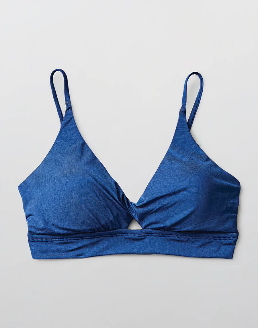 Navy Front Twist Bikini Top