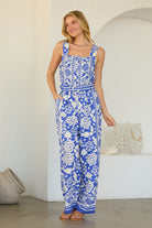 Rose & Lee Co Elina Jumpsuit, Cobalt/White Jumpsuit
