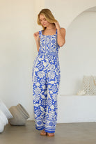 Rose & Lee Co Elina Jumpsuit, Cobalt/White Jumpsuit