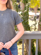 Rose & Lee Co Elizabeth Top, Charcoal short sleeve