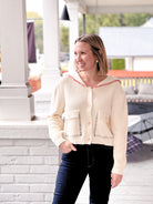 Cream Striped Button Up Cardigan