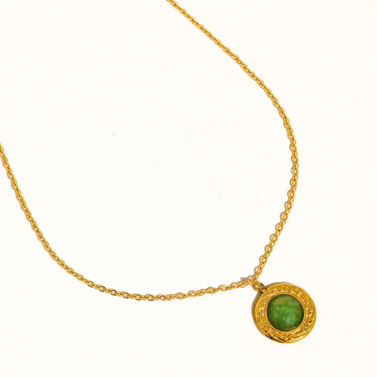 18K Gold Green Pendant Necklace