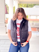 Black Hooded Puffer Vest