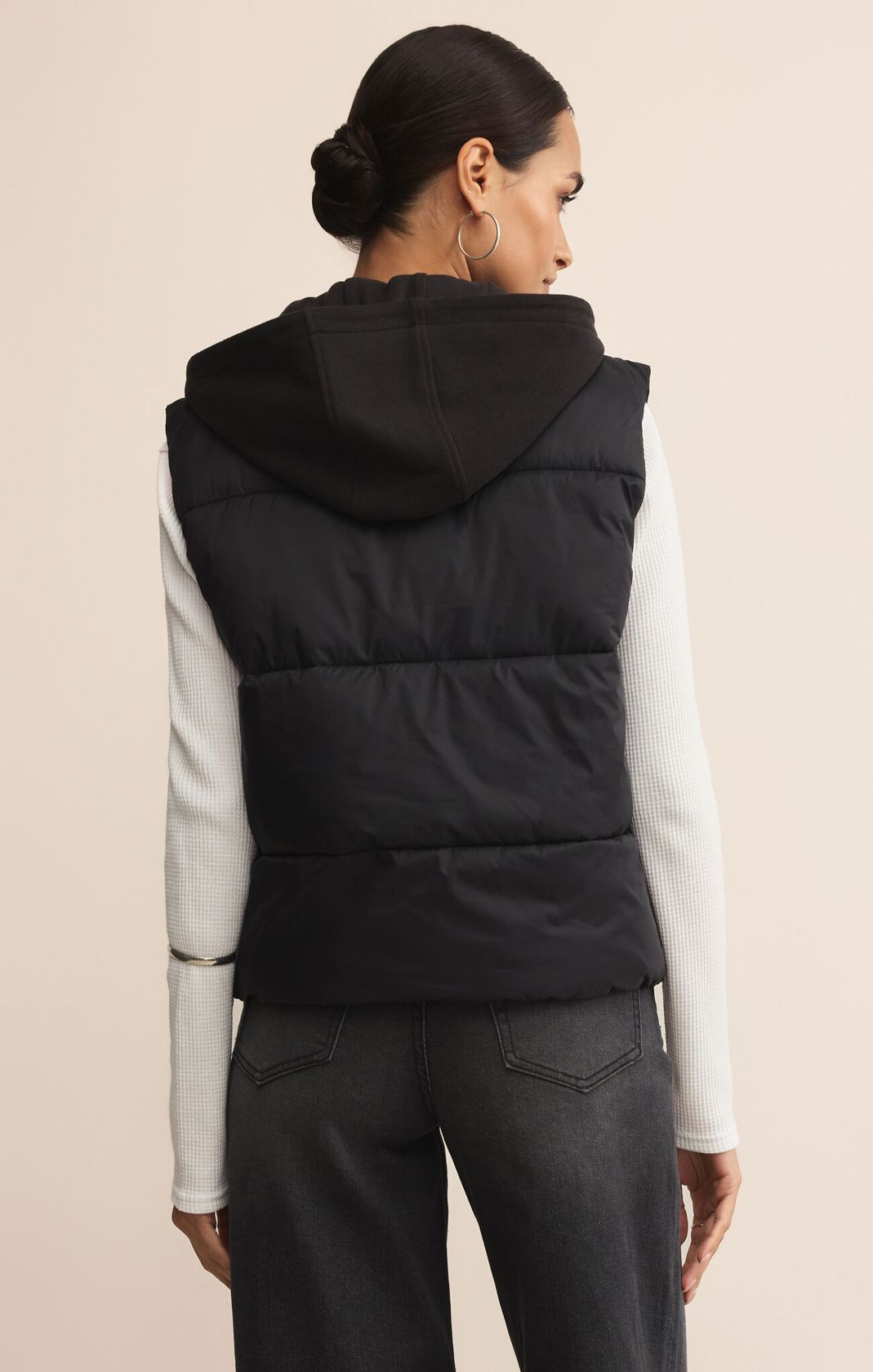 Black Hooded Puffer Vest
