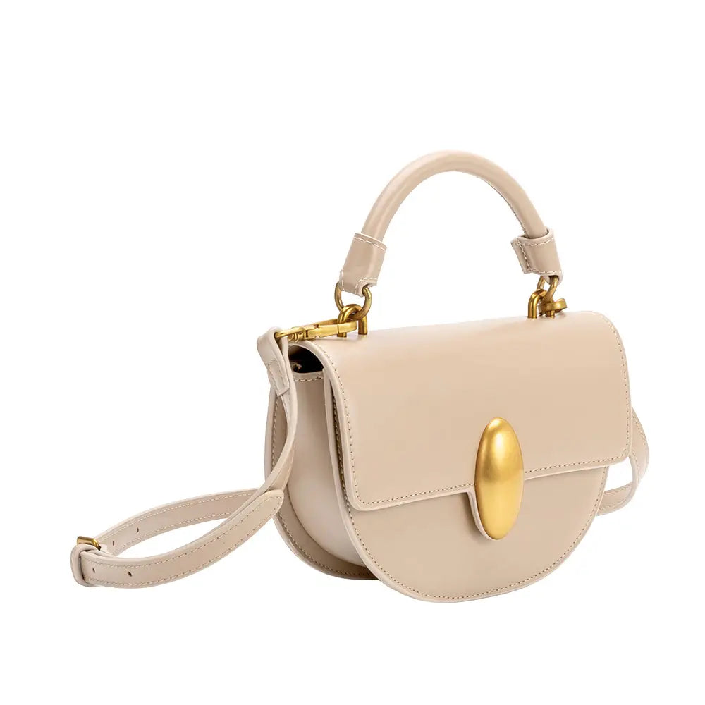 Crescent Top Handle Crossbody Bag in Bone