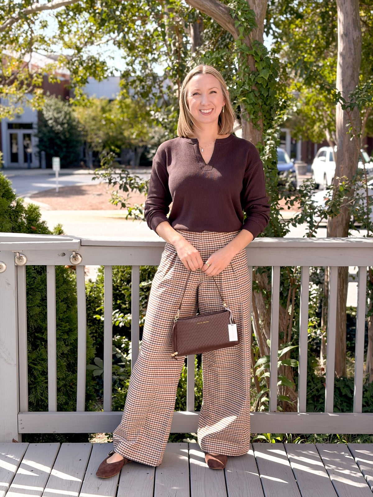 Rose & Lee Co Ethel Top, Espresso Long Sleeve