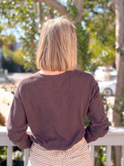 Rose & Lee Co Ethel Top, Espresso Long Sleeve