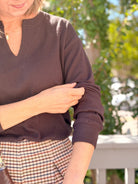 Rose & Lee Co Ethel Top, Espresso Long Sleeve