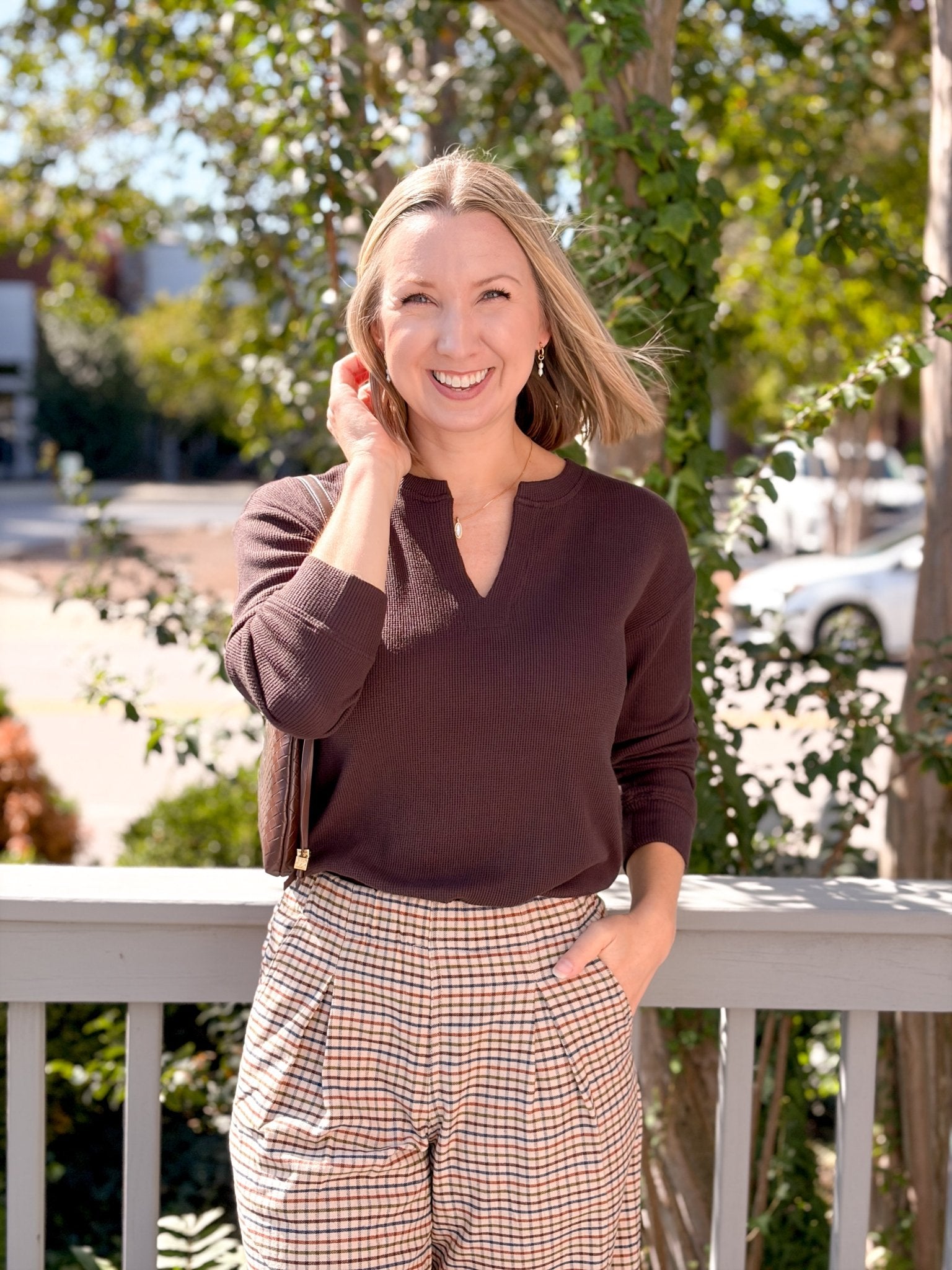 Rose & Lee Co Ethel Top, Espresso Long Sleeve