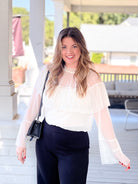 long sleeve, mock neck, dotted mesh work top