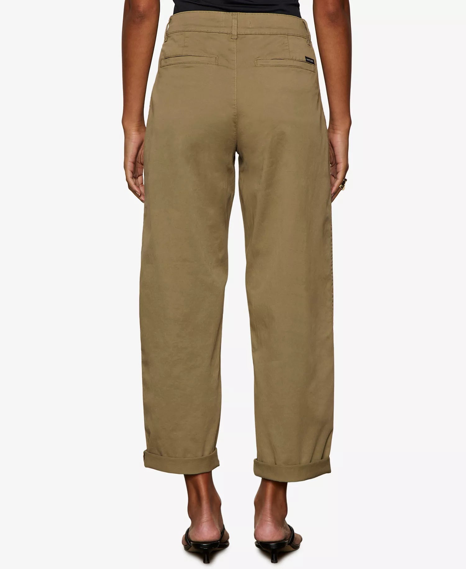 green cropped boyfriend style pants