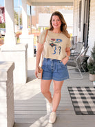 Rose & Lee Co Debra Floral Tee, Eucalyptus short sleeve