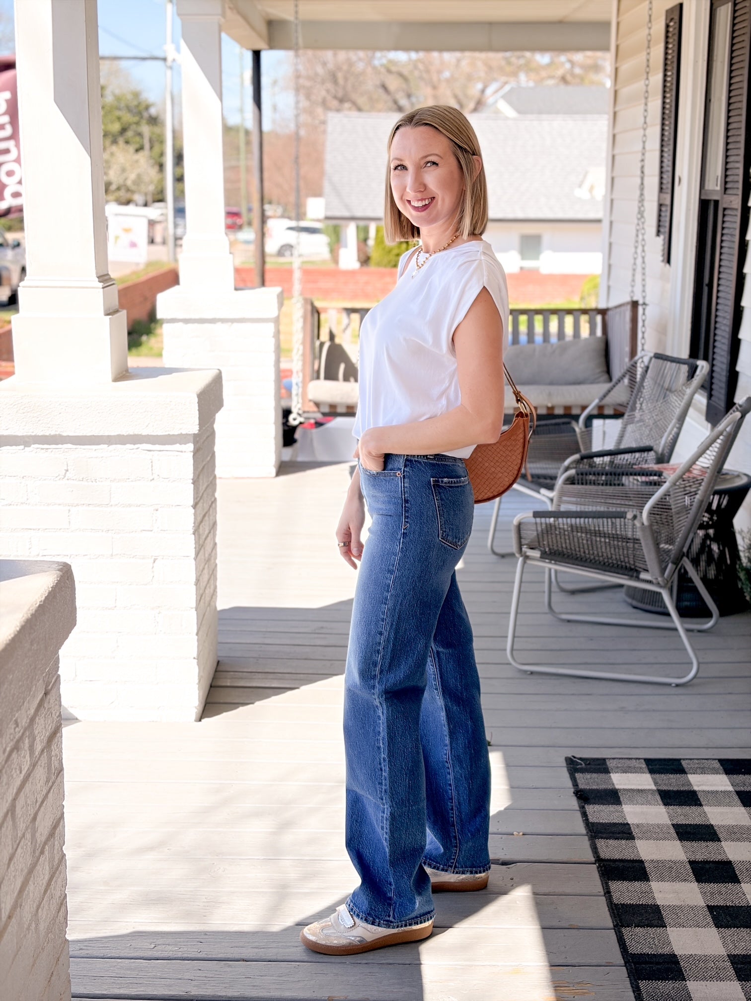 Rose & Lee Co City Straight Jeans, Bright Blue Denim