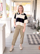 Rose & Lee Co Sheila Top, Collagen/Black Stripe by Sanctuary short sleeve